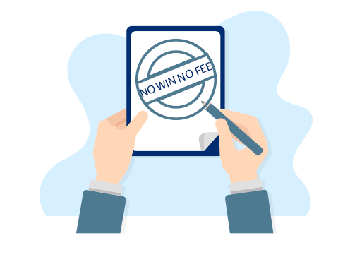 A person is holding a tablet with a magnifying glass.